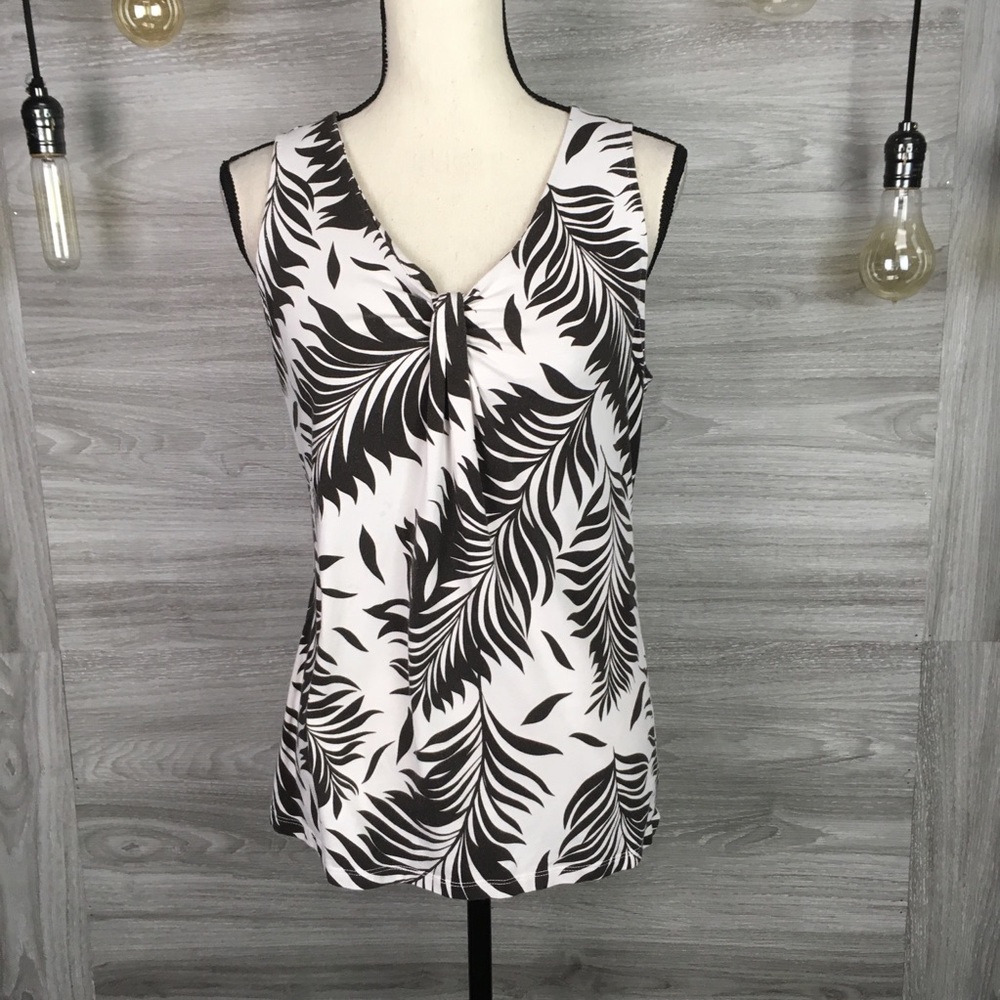 Ann Taylor Floral U neck W/Knot Size L
